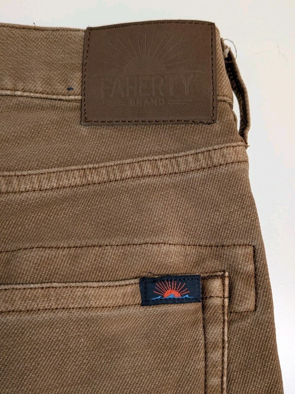 Faherty Jeans Mens 30 Brown Stretch Terry 5 Pocket Slim Fit Straight Chino 30x34